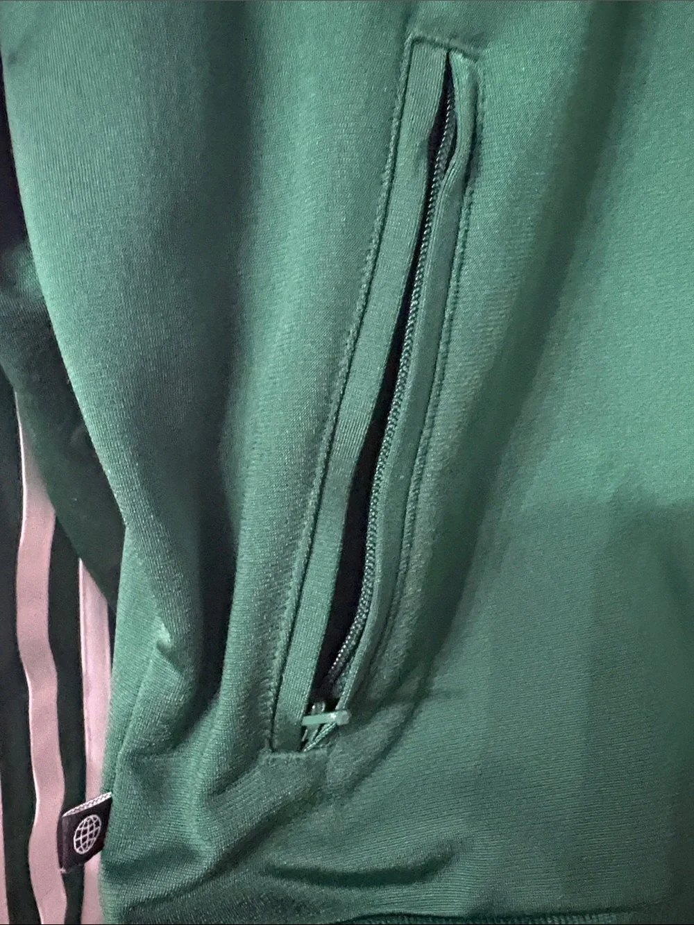 Adidas Original Firebird Forest Green Track Jacket with White Stripes